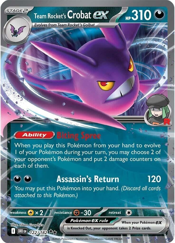 Team Rocket's Crobat ex (122/182) (SV10: Destined Rivals) (Holofoil)
