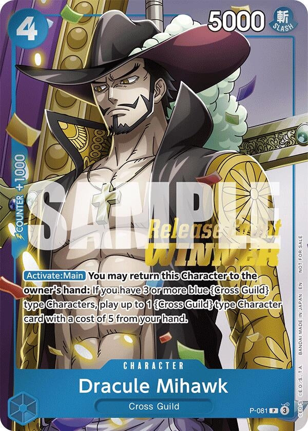 Dracule Mihawk (OP11 Release Event Winner) (P-081) (One Piece Promotion Cards) (Foil)