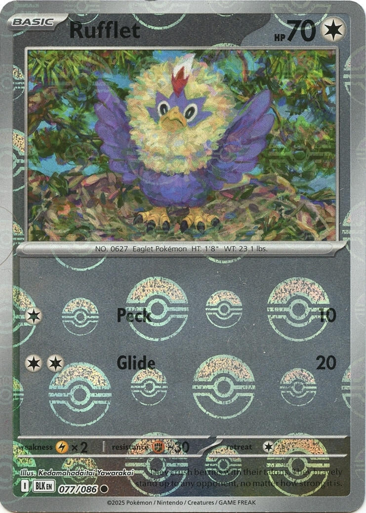 Rufflet (Poke Ball Pattern) (077/086) (SV: Black Bolt) (Holofoil)