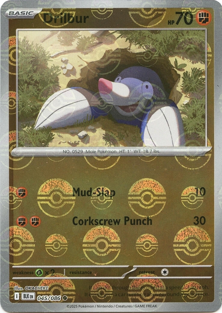 Drilbur (Poke Ball Pattern) (045/086) (SV: Black Bolt) (Holofoil)