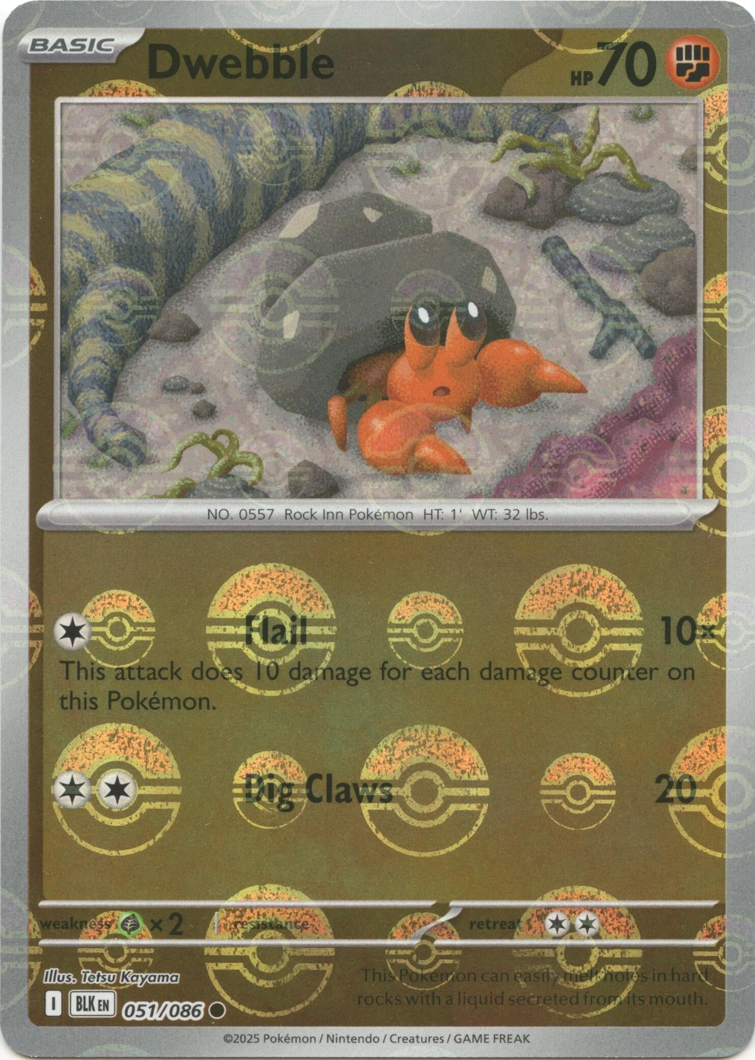 Dwebble (Poke Ball Pattern) (051/086) (SV: Black Bolt) (Holofoil)
