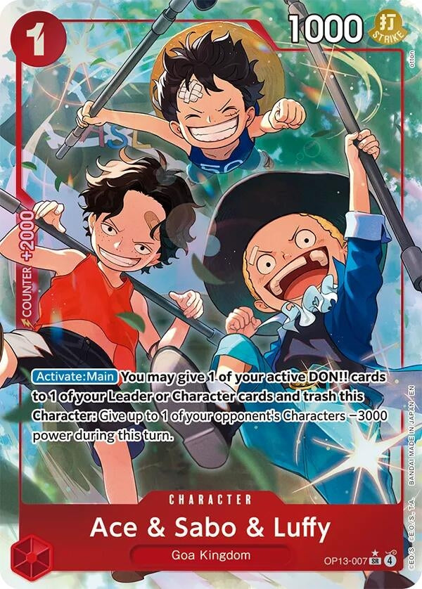 Ace & Sabo & Luffy (Alternate Art) (OP13-007) (Carrying On His Will) (Foil)