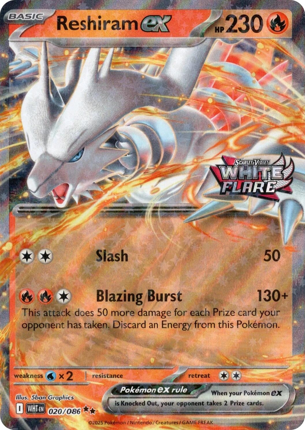 Reshiram ex (White Flare Stamped) (020/086) (Miscellaneous Cards & Products) (Holofoil)
