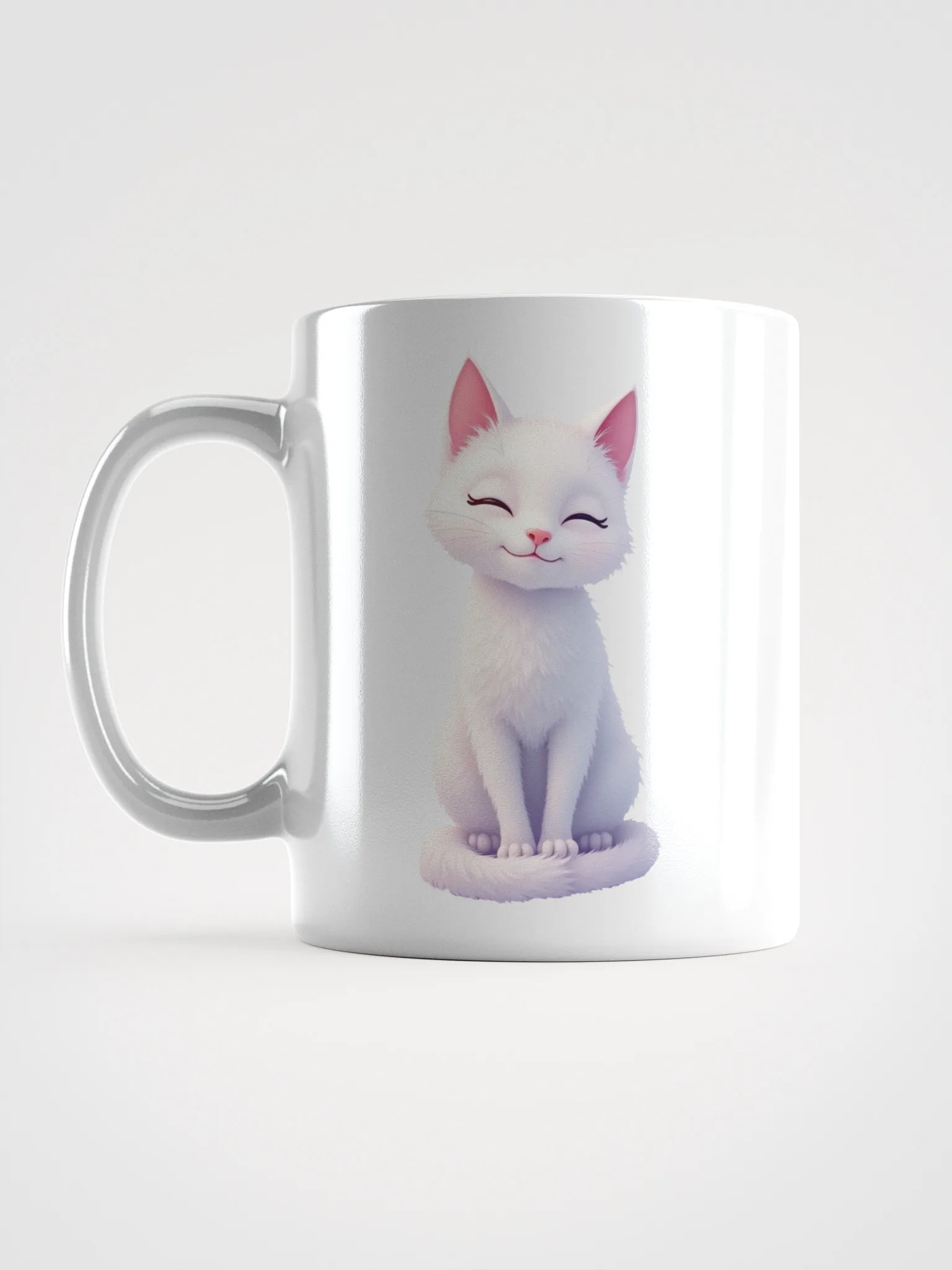 Mug with a cute cat illustration on a white background