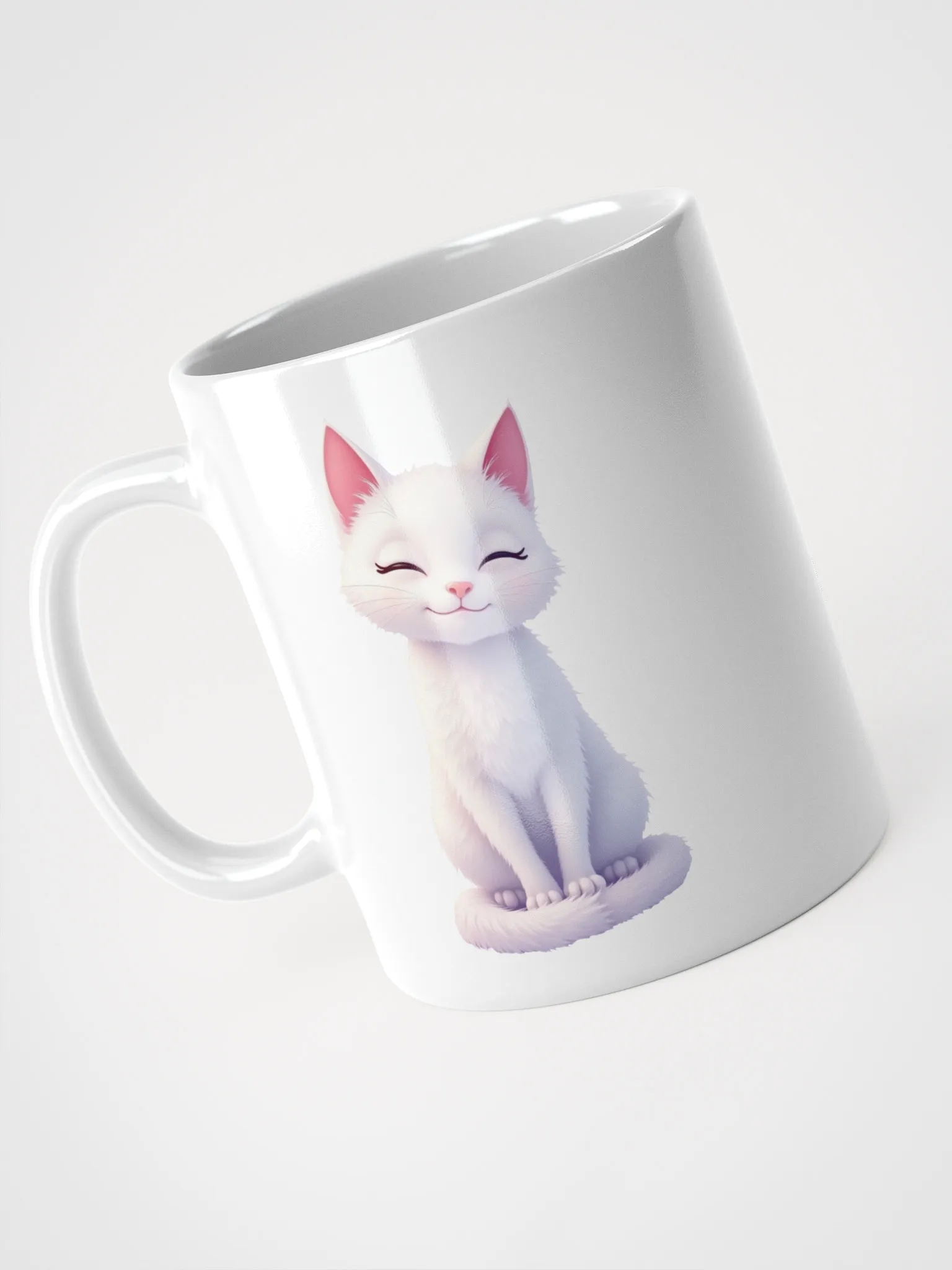 Mug with a cute cat illustration on a white background