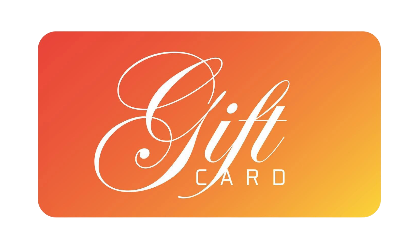 Gift card with 'Gift Card' text on an orange and yellow gradient background