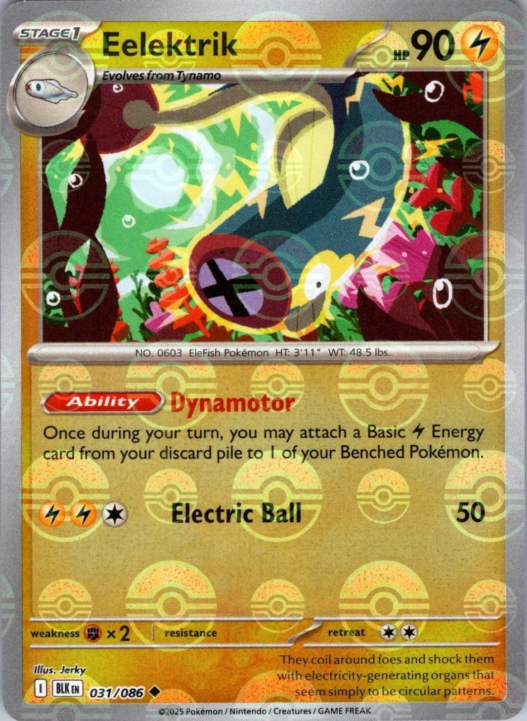 Eelektrik (Poke Ball Pattern) (031/086) (SV: Black Bolt) (Holofoil)