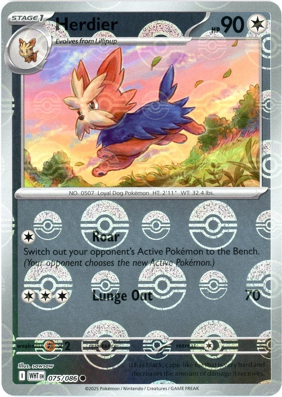 Herdier (Poke Ball Pattern) (075/086) (SV: White Flare) (Holofoil)