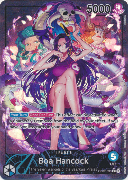 Card featuring Boa Hancock from the Seven Wonders of the Sea series with colorful background