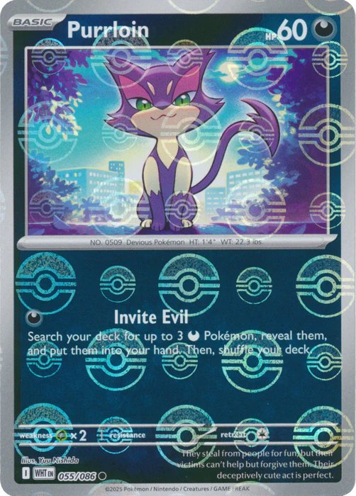 Purrloin (Poke Ball Pattern) (055/086) (SV: White Flare) (Holofoil)