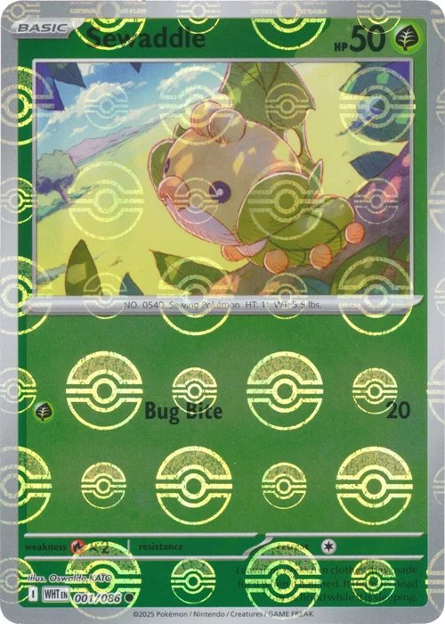 Sewaddle (Poke Ball Pattern) (001/086) (SV: White Flare) (Holofoil)