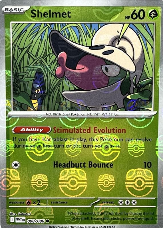 Shelmet (Poke Ball Pattern) (008/086) (SV: White Flare) (Holofoil)